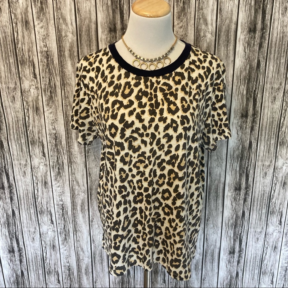 J. Crew Leopard Print Short Sleeve Tee